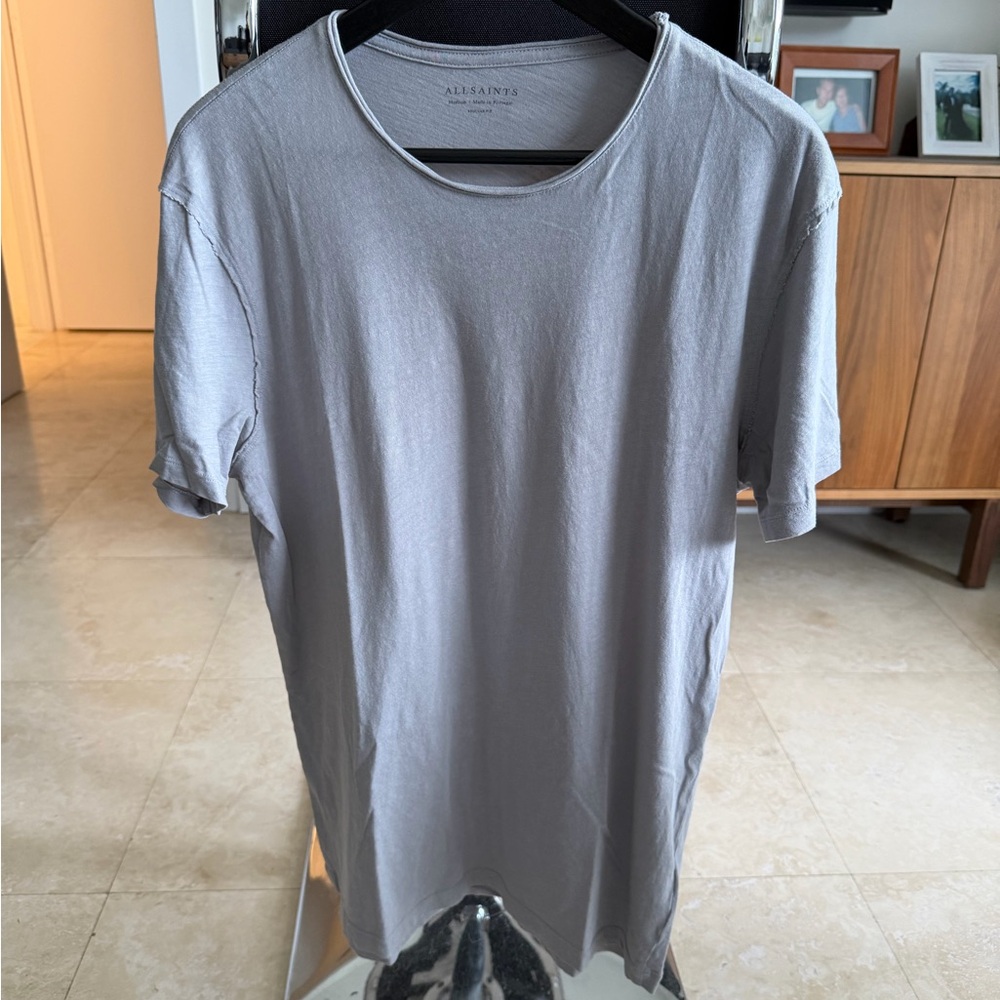 All Saints Figure Tee, Color is Light Grey, Men's Shirt